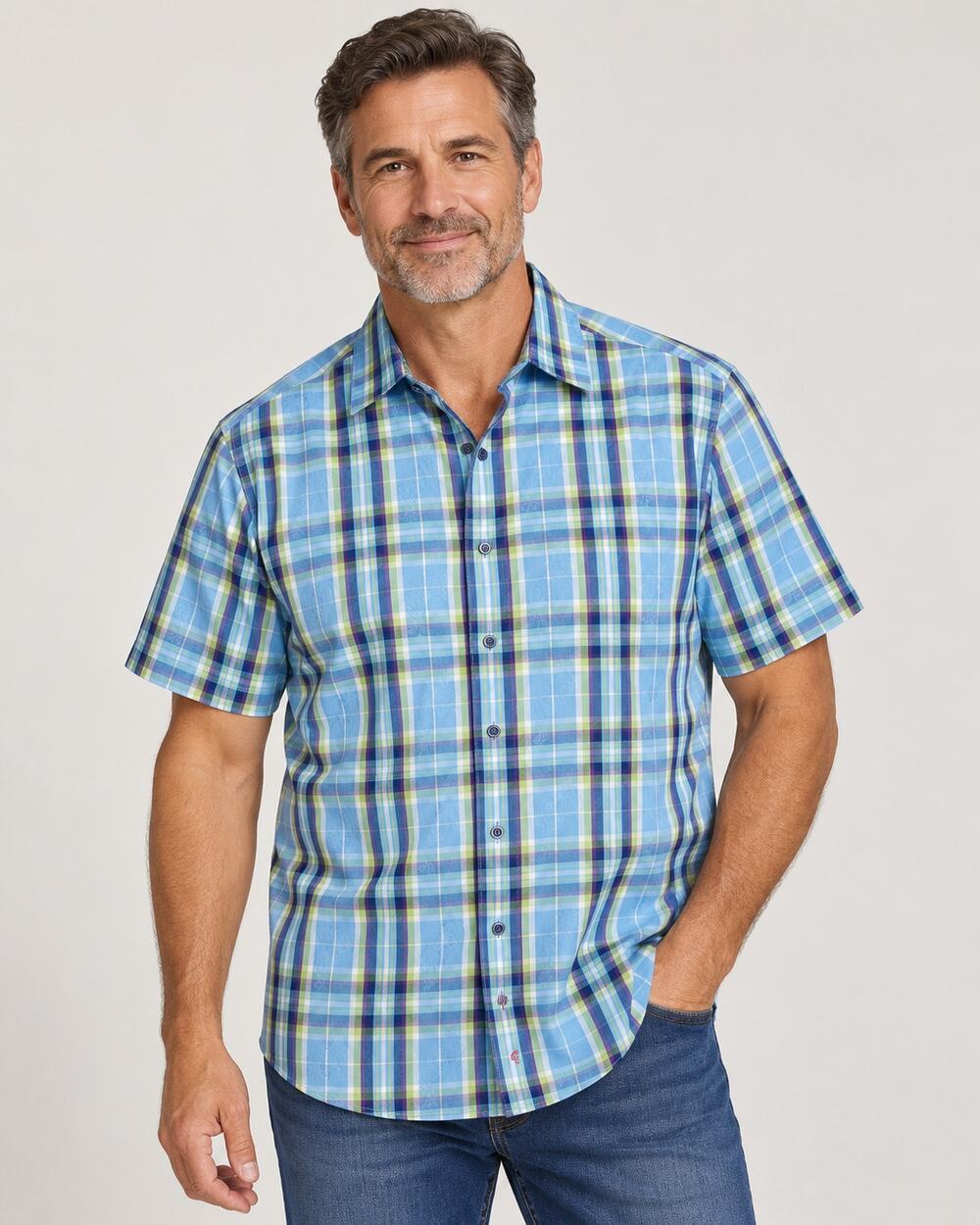 Robert Graham Classic Fit Plaid Short Sleeve Shirt 2XL 52" Chest India